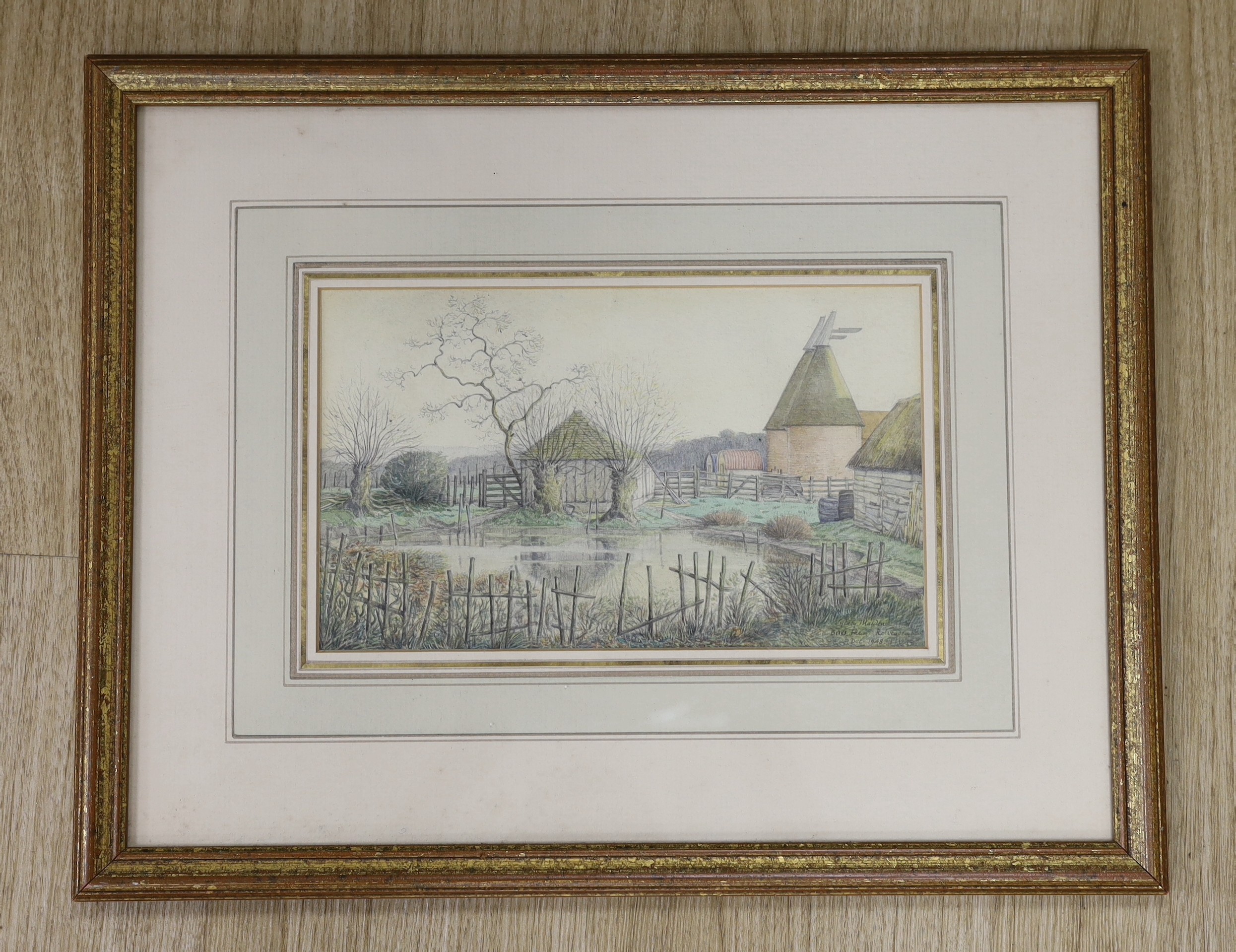 Sydney Maiden (1893-1963), watercolour, 'Bulls Farm, Rolvenden', signed and dated 1948, 15 x 25cm